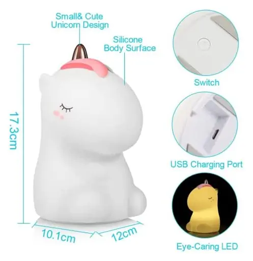 Декоративный ночник Lovely Horse LJC-132 единорог детский силиконовый светильник для сна белый игрушка - фото 8