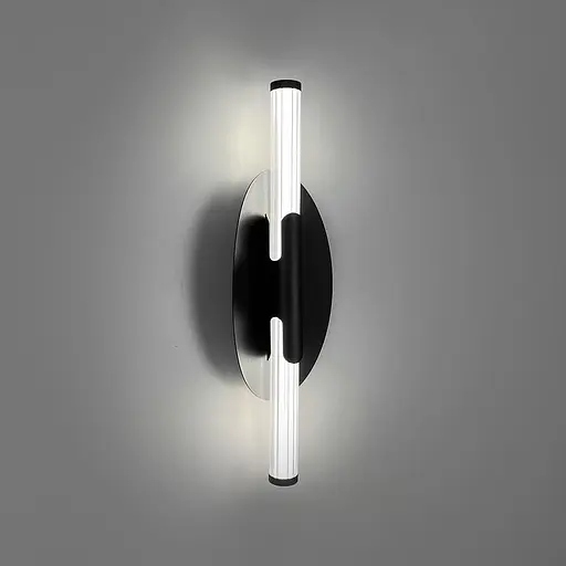 Видовжене подвійне світлодіодне бра Line F з рельєфним розсіювачем 40 см чорне Арт. WB38/400 BK - фото 4