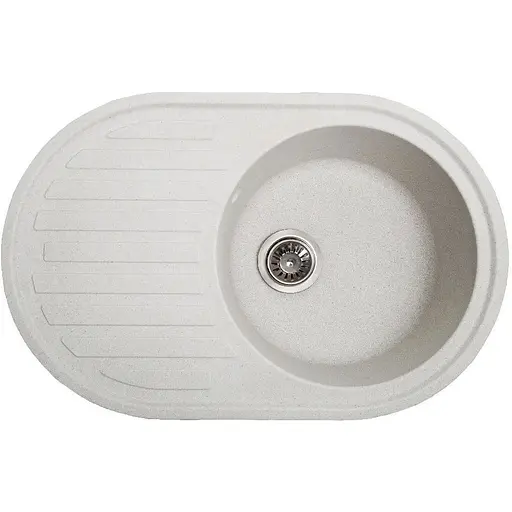 Гранітна кухонна мийка Romzha Elegancia 77 Biela (101) з крилом - фото 1