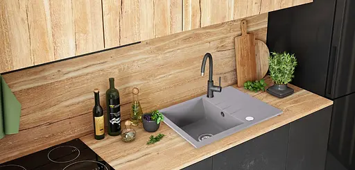 Кухонна мийка гранітна Rea North grey ZLE-00128, Сірий - фото 2