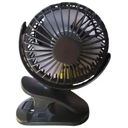 Портативный аккумуляторный мини вентилятор Portable Fan Прищепка USB Черный - фото 1