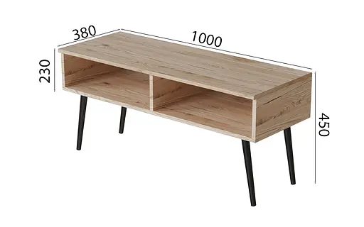 Тумба под ТВ Невада Ferrum-decor 45x100x38 Черный металл ДСП Дуб Сан-Марино 16 мм (FRD-106724) - фото 3