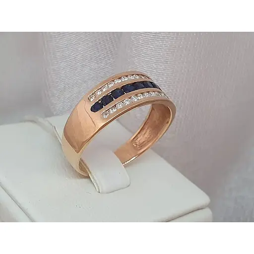 Золотое кольцо с бриллиантами и сапфиром. RS6130K 20 - фото 3