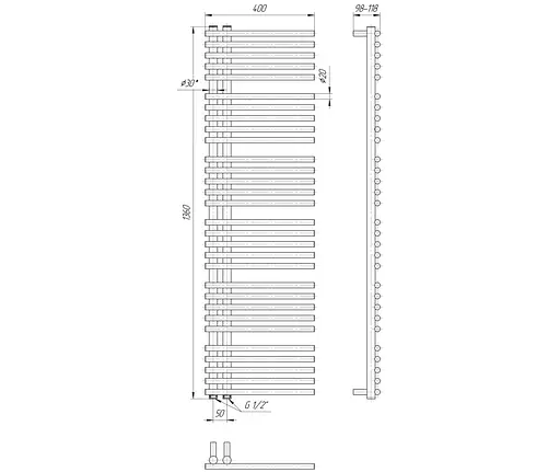 Водяной полотенцесушитель Mario Премиум Марсель 1360x400/50, Хром - фото 2