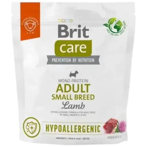 Корм для собак мелких пород Brit Care Dog Hypoallergenic Adult Small Breed гипоаллергенный с ягненком, 1 кг - фото 1