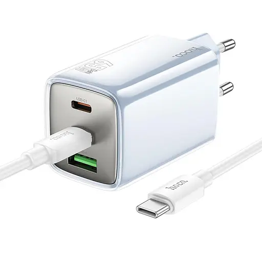 МЗП Hoco N49 Glorious PD65W (1USB-A/2C) + кабель Type-C to Type-C Blue - фото 2
