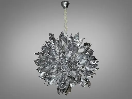 Интересная подвесная люстра с керамическими элементами, 40 ламп, хром. - фото 1