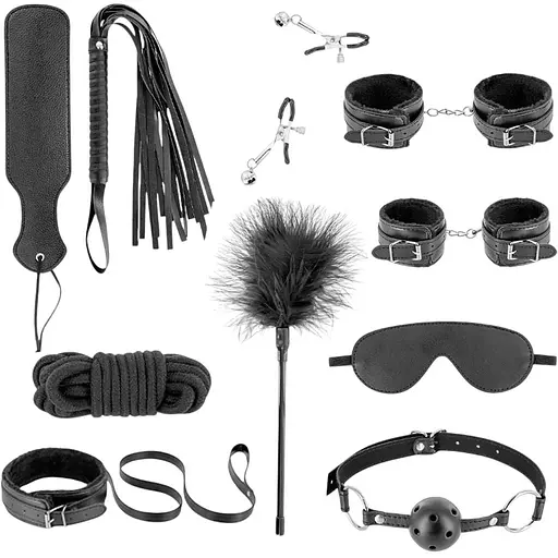 BDSM набір Fetish Tentation Enjoy Pain SM Bondage Box 10 шт. чорний