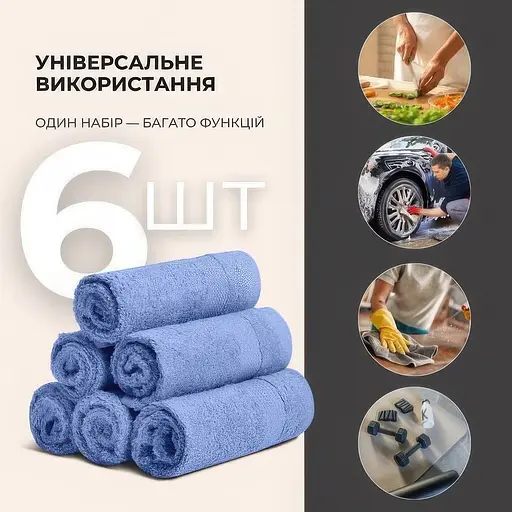Набір рушників махрових Ideia натуральна бавовна 30х30 см (8-35874_синій) - фото 3