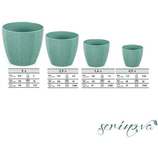 Цветочный горшок Serinova Sumela 2.5 л зеленый (00-00011579) - фото 2