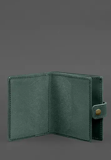 Кожаная обложка-портмоне для удостоверения офицера ГНСУ 11.2 зеленая Crazy Horse - фото 3