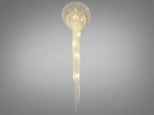 Сучасна кришталева люстра "Кришталевий каскад" на 16 лампи, золото - фото 2