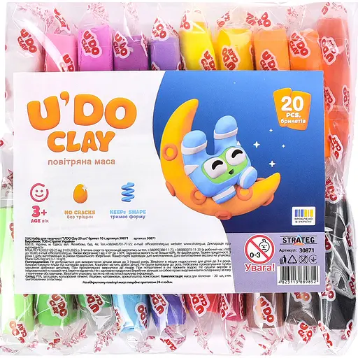 Набір для творчості Strateg U'DO Clay 200 г (10 г x 20 шт.) (30871) - фото 1