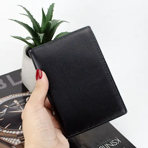 Обложка на паспорт и права Ricco Grande 162-A кожаная черная - фото 8