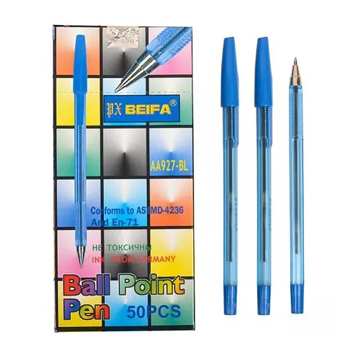 Набор шариковых ручек Bambi AA927-BL синий, 0,5 мм, 50 штук в упаковке - фото 1