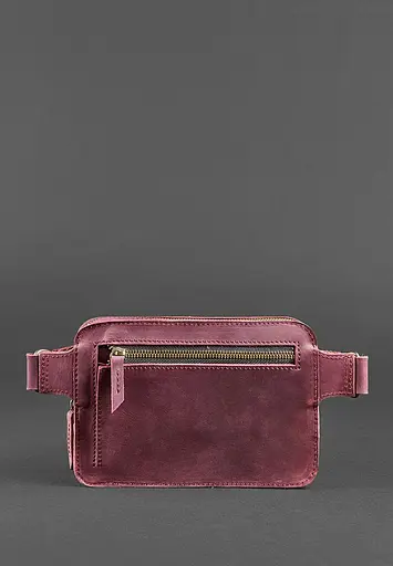 Шкіряна поясна сумка Dropbag Mini Crazy Horse бордова - фото 4