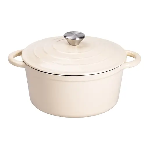 Набор чугунной посуды 1/2/3/4 л эмалированный 3 кастрюли сковорода, комплект кухонной утвари для приготовления Бежевый HP-1-6-WHITE - фото 4