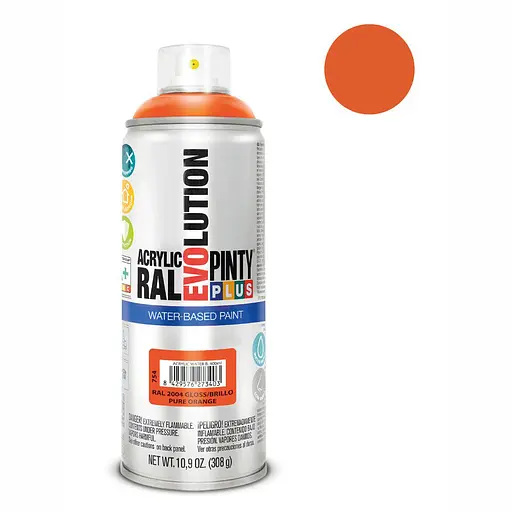 Фарба-аерозоль акрилова Evolution Ral 2004 Оранжевий 400 мл PINTYPLUS - фото 1