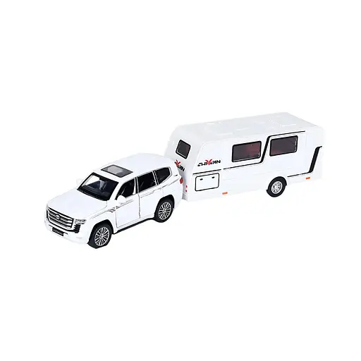 Трейлер D21042 металевий, інерційний, 1:32, 15,5 см з причепом 18 см, світло і звук, відчиняються двері - фото 3