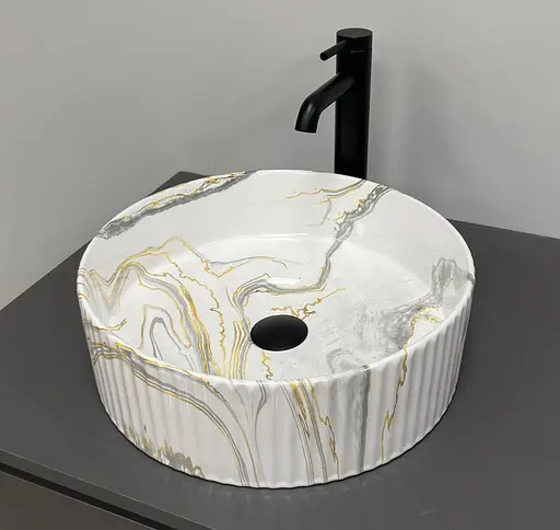 Умивальник VBI Brindisi M stains glossy накладний VBI-014103, Мармур - фото 5