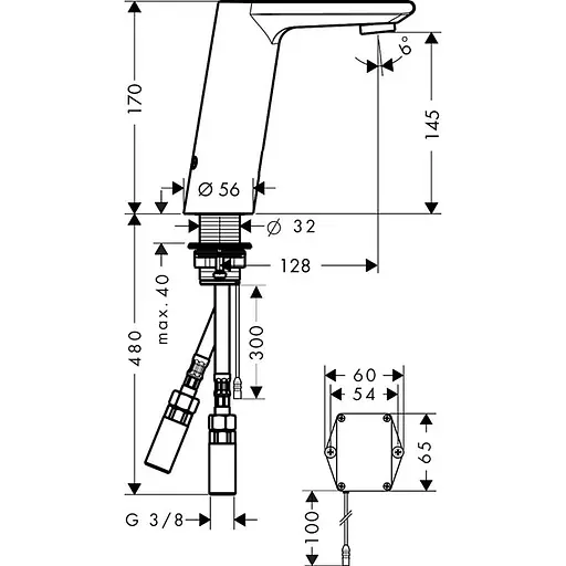 Змішувач Hansgrohe Metris S сенсорний для умивальника на батарейках 31100000 Хром - фото 2