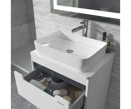 Тумба підлогова Sanwerk Грета 60 Білий з Топ панеллю та умивальником Rapid 50x35 (MV0000904) Білий - фото 4