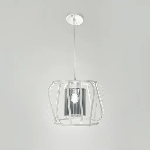 Підвісний світильник із графітовим плафоном у білому корпусі 32×23 см | Арт. 12682/1 WT+GR | Line F - фото 4