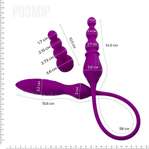 Вибратор двусторонний Adrien Lastic AD-2X с пультом LRS - фото 2