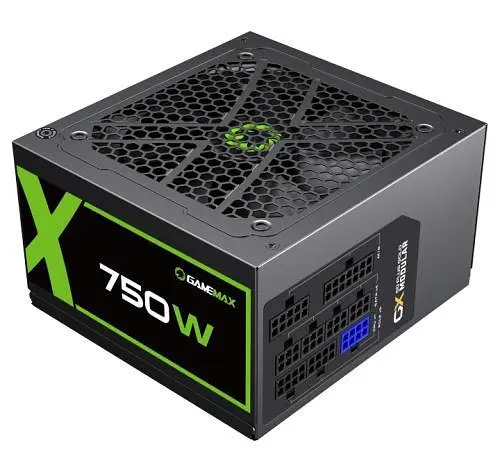 Блок питания 750 Вт, GameMax GX-750, черный, модульный, 80+ золотистый, Active PFC, 12 см, 3xMolex/6xSATA/4x6+2-pin - фото 1