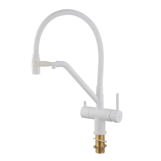 Смеситель для кухни на две воды с гибким изливом Koer KB-72006-03 KR3381 Белый матовый - фото 9