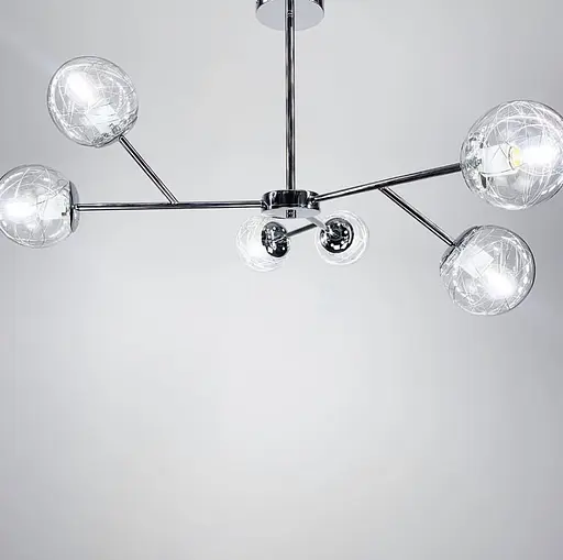 Стельова люстра в корпусі хром на 6 плафонів Line.F AOC 6/6 CR+CL - фото 4