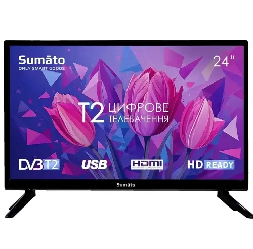 Телевізор 24" Sumato 24HT03, Black, LED, 1366x768, 60 Гц, 178°/178°, DVB-T2/C, LAN, HDMI, USB, 2 х 5 Вт, VESA 100x100 - фото 5