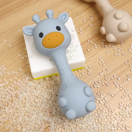 Набор силиконовой детской посуды Cheeks для прикорма на присосках из пищевого силикона голубой с грызунком прорезывателем-погремушкой Жираф - фото 8