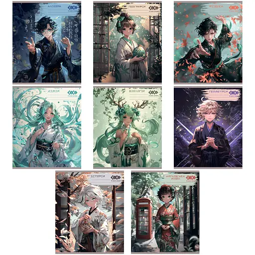 Набір зошитів учнівських загальних, 10 штук, 8 предметів, CRAZY CAT, 48 аркушів ZB.1704-99