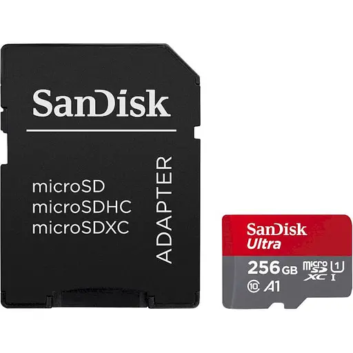 Карта памяти Sandisk microSDXC (UHS-1) Ultra 256Gb class 10 A1 (150MB/s) (adapter SD) (SDSQUAC-256G-GN6MA) - фото 1