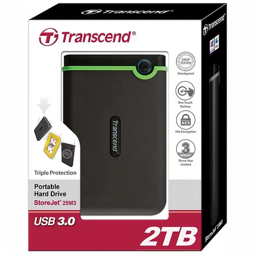 Зовнішній жорсткий диск Transcend HDD 2.5" USB 2TB StoreJet 25M3 Iron Gray Slim (TS2TSJ25M3S) - фото 5