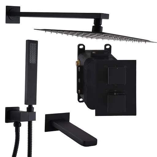 Душова система прихованого монтажу Topaz Odiss To 08117-L03-BLTermostat Smart box, Чорний матовий - фото 2