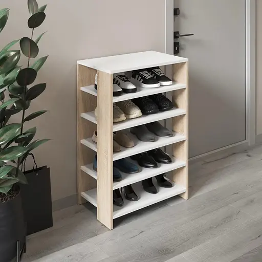 Тумба для взуття VAYS взуттєва полиця M-36 білий-дуб сонома