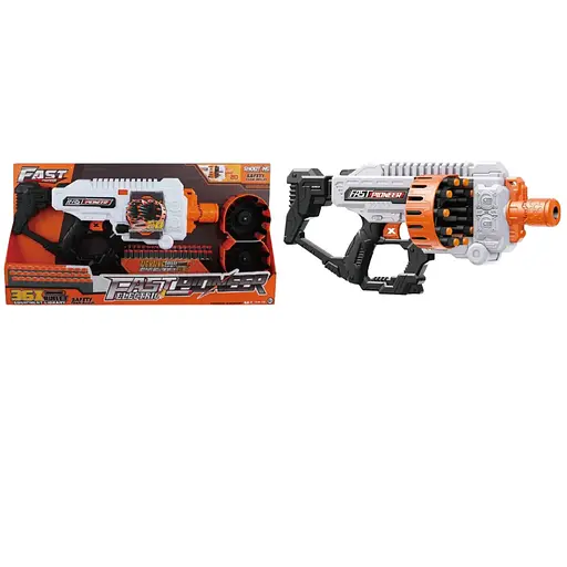 Игрушечный детский пулемет автоматический, двойной барабан на батарейках с мягкими патронами (36 шт.)(52 х 23см) - фото 1