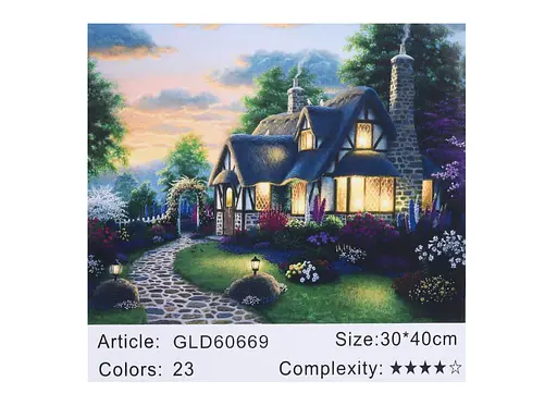 Алмазна мозаїка за номерами Будиночок 60669, 30x40 см