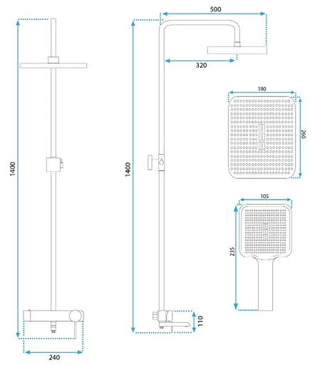 Душова система Rea Melia gold white з виливом REA-P2406, Золотий - фото 6