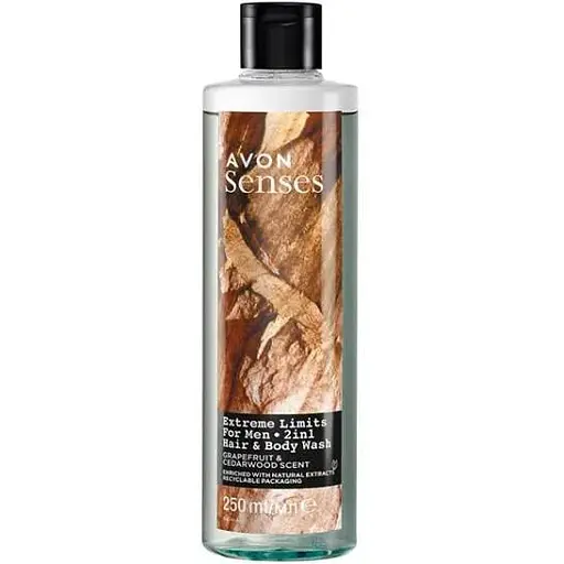 Шампунь-гель для душу Avon для чоловіків Екстремальний заряд SENSES 250 мл - фото 1