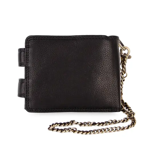 Мужское кожаное портмоне Hill Burry 6404DL черное на кнопках с цепочкой - фото 7