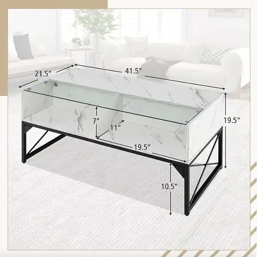 Журнальный столик Costway Moderne с подсветкой мраморный - фото 6