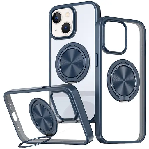 Чохол Epik TPU+PC Metal Ring with MagSafe для Apple iPhone 14/13, 6.1 Синій - фото 1