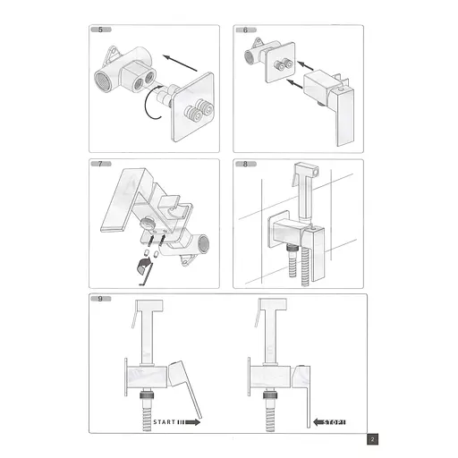 Змішувач гігієнічний TOPAZ LOFT TLF 32106-H39-C латунний моноблок для ванної з душовим шлангом і кріпленням - фото 2