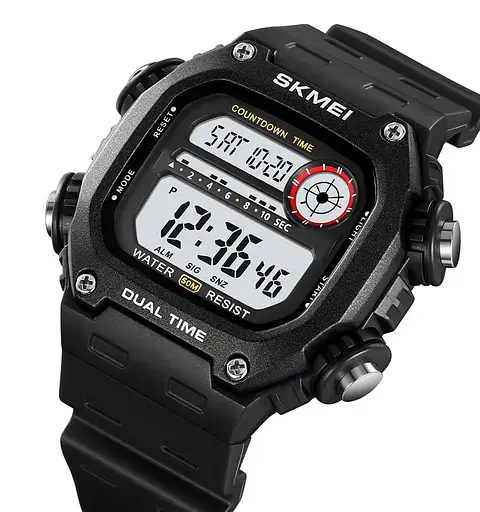 Годинник чоловічий спортивний наручний Skmei 2126 (Чорний з білим) - фото 2