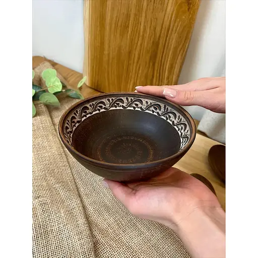 Піала керамічна (глиняна) різьблена Ангоб 500 мл