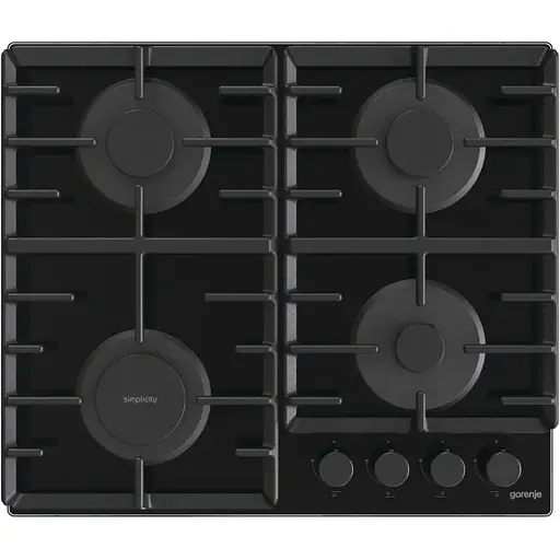 Варильна поверхня Gorenje газова на склі, 60см, чавун, чорний - фото 1