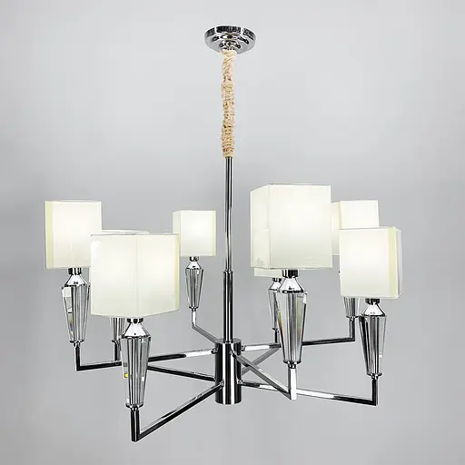 Класична хромова люстра з квадратними абажурами Line.F AT 30/8 - фото 3